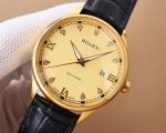Rolex Daydate 40mm White/Gold Face Black Leather Band 82S7 Movement Watch